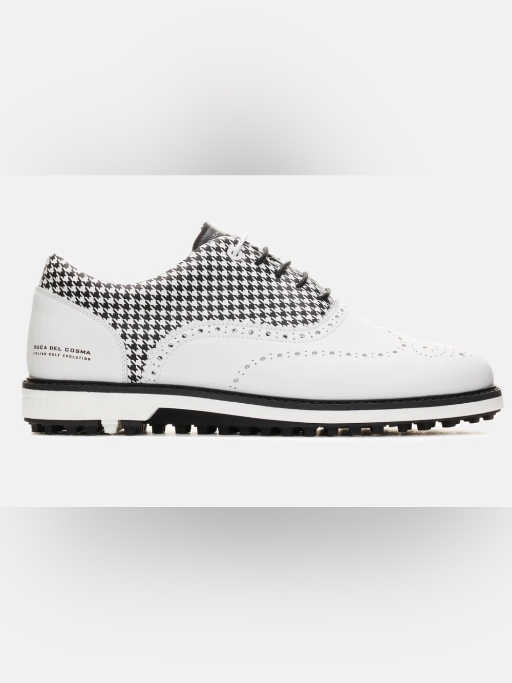 Duca del Cosma Dandy Men’s Golf Shoes Size 10 White Houndstooth Leather $258